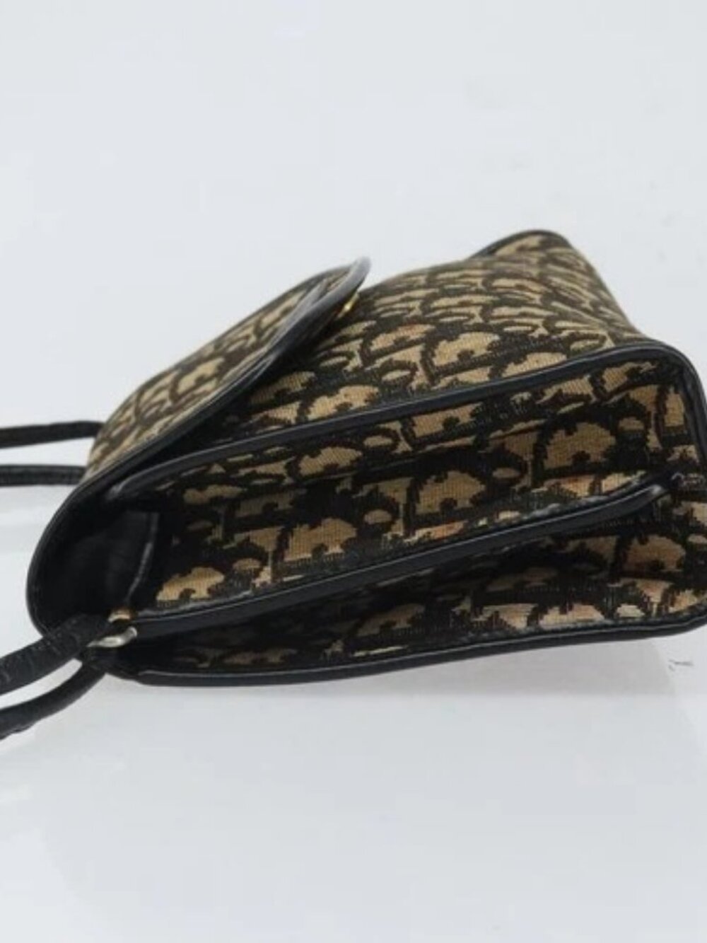 Christian Dior Trotter Canvas Shoulder Bag Navy Gold Auth 168551 - Picture 5 of 16